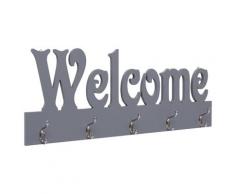 vidaXL Porte-manteau mural WELCOME Gris 74x29,5 cm