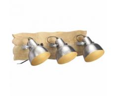 vidaXL Lampe murale industrielle Argenté 68x23 cm E27 Bois de manguier