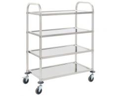 vidaXL Chariot de cuisine à 4 niveaux 107x55x125 cm Acier inoxydable