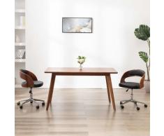 vidaXL Chaise pivotante de bureau Noir Bois courbé et similicuir