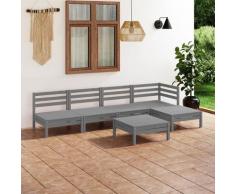 vidaXL Salon de jardin 6 pcs Bois de pin massif Gris
