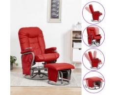vidaXL Fauteuil de massage avec repose-pied Rouge Similicuir