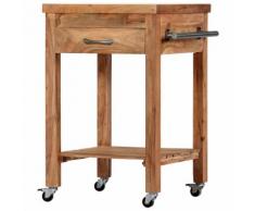 vidaXL Chariot de cuisine 58x58x89 cm Bois d'acacia massif