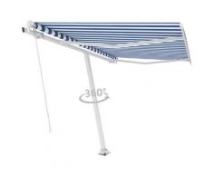 vidaXL Auvent manuel rétractable sur pied 300x250 cm Bleu/Blanc