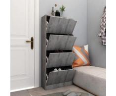 vidaXL Armoire à chaussures 4 portes Béton 59x24x136 cm Aggloméré