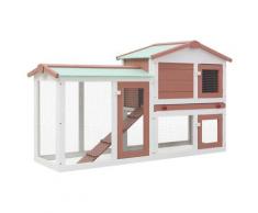 vidaXL Clapier large d'extérieur Marron et blanc 145x45x85 cm Bois