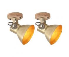 vidaXL Lampe murale industrielle/de plafond 2 pcs Laiton 20x25 cm E27