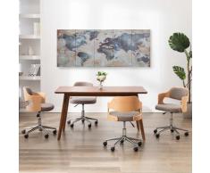 vidaXL Ensemble de tableau sur toile Carte du monde Bleu 200x80 cm