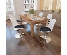 vidaXL Chaises pivotantes à dîner 6 pcs Blanc et noir Similicuir