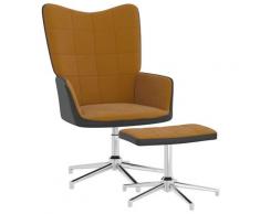 vidaXL Chaise de relaxation avec repose-pied Marron Velours et PVC