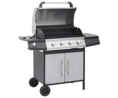 vidaXL Barbecue à gaz 4+1 zones cuisson Noir et argenté Inox et acier