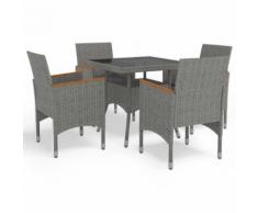vidaXL Ensemble à dîner de jardin 5 pcs Gris Résine tressée et acacia