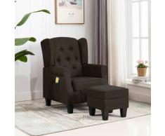 vidaXL Fauteuil de massage avec repose-pied Marron foncé Tissu