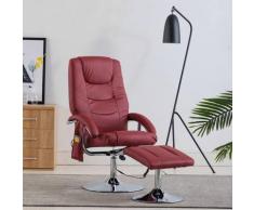 vidaXL Fauteuil de massage avec repose-pied Rouge bordeaux Similicuir