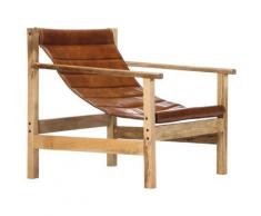 vidaXL Fauteuil de relaxation Marron Cuir véritable