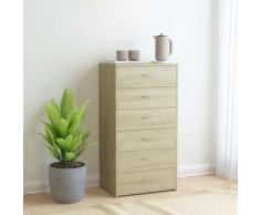 vidaXL Buffet avec 6 tiroirs Chêne sonoma 50x34x96 cm Aggloméré