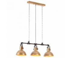 vidaXL Lampe suspendue industrielle Fer et bois de manguier Laiton E27