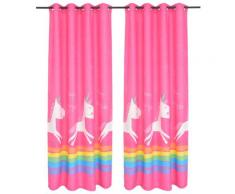 vidaXL Rideau occultant imprimé pour enfants 2 pcs 140 x 240 cm Rose