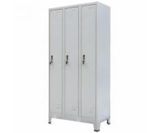 vidaXL Armoire à casiers avec 3 compartiments Acier 90x45x180 cm Gris