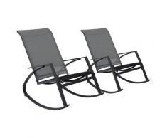 vidaXL Chaises à bascule de jardin 2 pcs Textilène Gris foncé