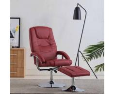 vidaXL Fauteuil inclinable avec repose-pied Rouge bordeaux Similicuir