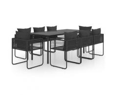 vidaXL Salon de jardin 9 pcs PVC Résine tressée Noir