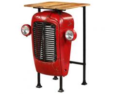 vidaXL Table de bar Bois de manguier massif 60x60x107cm Rouge Tracteur