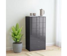 vidaXL Buffet avec 6 tiroirs Gris brillant 50x34x96 cm Aggloméré