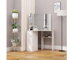 vidaXL Coiffeuse d'angle Table de maquillage cosmétique Blanc