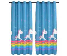 vidaXL Rideau occultant imprimé pour enfants 2 pcs 140 x 240 cm Bleu