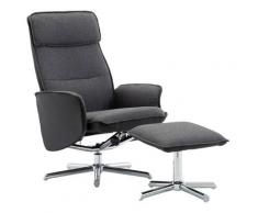 vidaXL Fauteuil inclinable avec repose-pied Gris foncé et noir Tissu
