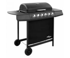 vidaXL Barbecue gril à gaz avec 6 brûleurs Noir