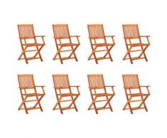 vidaXL Chaises de jardin pliables 8 pcs Bois d'eucalyptus massif
