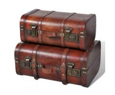 vidaXL Coffre de rangement vintage Bois Marron 2 pcs