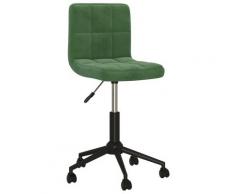vidaXL Chaise pivotante de bureau Vert foncé Velours