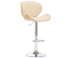 vidaXL Tabouret de bar Crème Similicuir