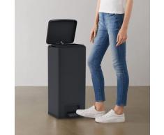 vidaXL Poubelle à pédale anti-empreinte 30 L Noir Acier inoxydable
