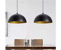 vidaXL Plafonniers 2 pcs Hauteur réglable Semi-sphérique Noir