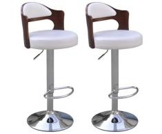 vidaXL Tabouret de bar 2pcs avec cadre en bois Cuir synthétique Blanc