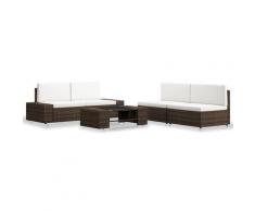 vidaXL Salon de jardin 5 pcs Résine tressée Marron