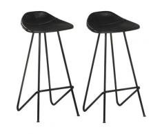 vidaXL Tabourets de bar 2 pcs Noir Cuir véritable