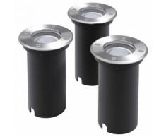 vidaXL Lampe LED encastrable au sol d'extérieur 3 pièces Rond