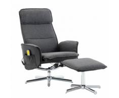 vidaXL Fauteuil de massage avec repose-pied Gris foncé et noir Tissu
