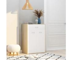 vidaXL Armoire à chaussures Blanc et Chêne sonoma 60x35x84cm Aggloméré