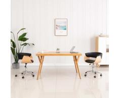 vidaXL Chaise pivotante à dîner Noir Bois courbé et similicuir