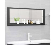 vidaXL Miroir de salle de bain Gris 100x10,5x37 cm Aggloméré
