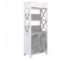 vidaXL Armoire de salle de bain Blanc et gris 46x24x116 cm Paulownia