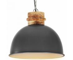 vidaXL Lampe suspendue industrielle Gris Rond 50 cm E27 Manguier