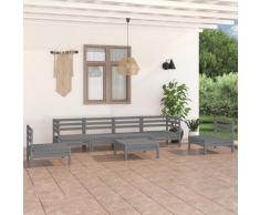 vidaXL Salon de jardin 7 pcs Gris Bois de pin massif