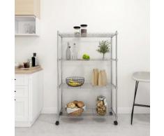 vidaXL Étagère de rangement 4 niveaux roues 90x35x137 cm Chrome 200 kg